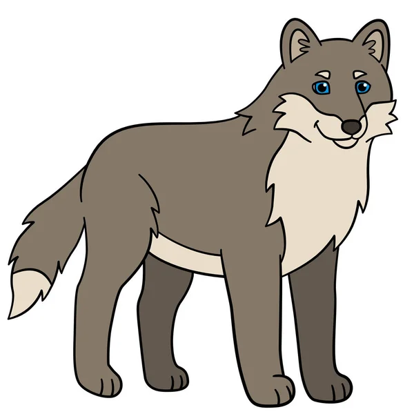 Animales de dibujos animados. Lindo lobo sonríe . — Vector de stock