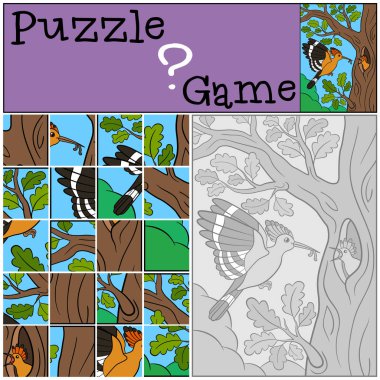 Eğitim oyun: Puzzle. Bebeği anne ibibik beslemeleri.
