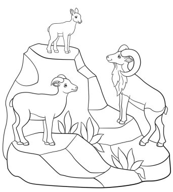 Boyama sayfaları. Anne, baba ve bebek urial gülümseme.