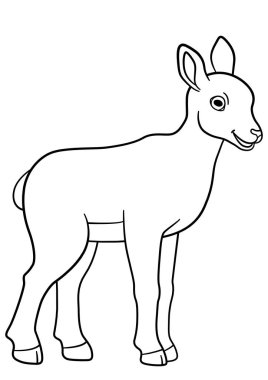 Boyama sayfaları. Küçük şirin bebek urial gülümsüyor.