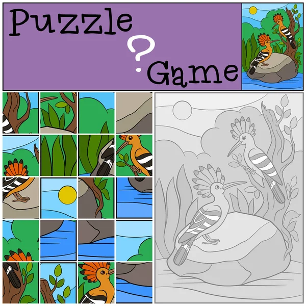 Juego de educación: Puzzle. Dos hermosas y lindas pezuñas sonríen . — Vector de stock