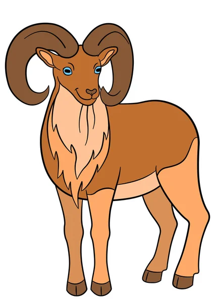 Animales de dibujos animados. Linda hermosa urial sonrisas . — Vector de stock