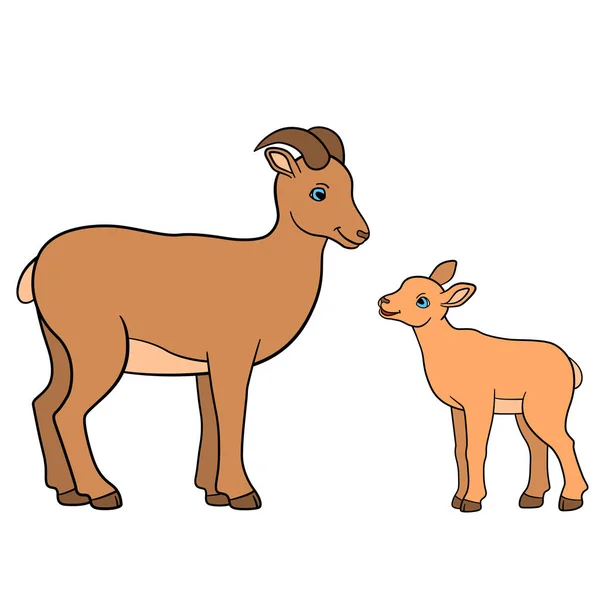 Animales de dibujos animados. Madre urial con su pequeño bebé . — Vector de stock