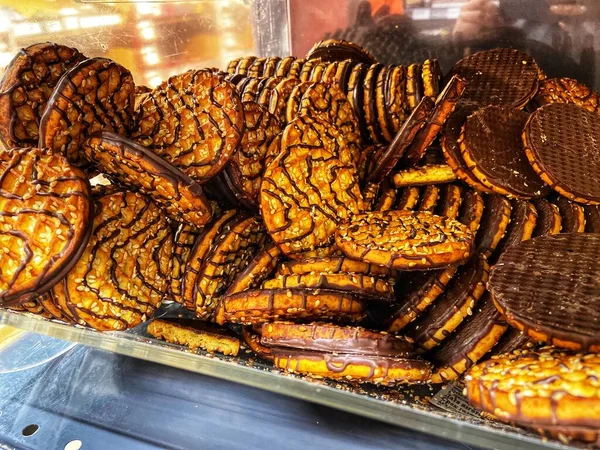 Pão Fresco Pãezinhos Biscoitos Outros Doces Close Supermercado Foto Móvel — Fotografia de Stock