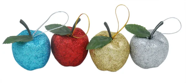 Boże Narodzenie i Nowy Rok musujące zabawki jabłoń do jodły lub jakiekolwiek — Zdjęcie stockowe