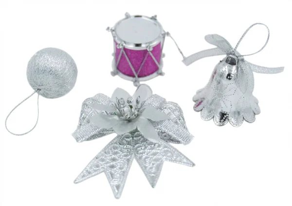 Christmas and new year silver toys for fir tree or any other dec