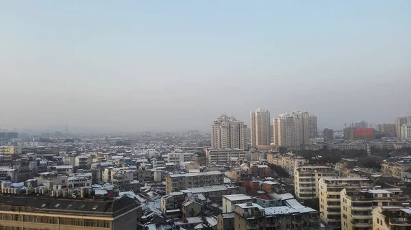 Vista Telhado Final Inverno 2015 Cidade Yiwu Província Zhejiang China — Fotografia de Stock