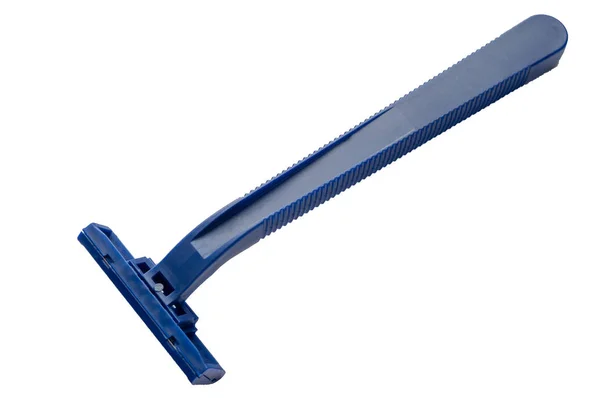 Disposable Blue Shaving Machine Angled Photo Isolate — Stok Foto