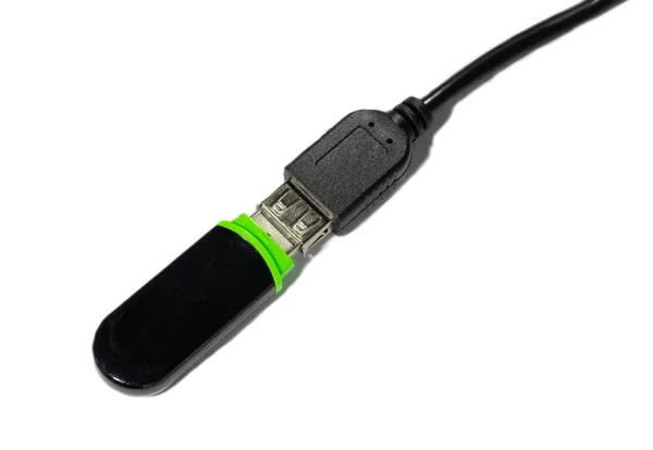 Bağlantı Kablosuna Bağlı Usb Aygıtı Cihazı Kabloya Bağla Kablo Bağlantısına — Stok fotoğraf