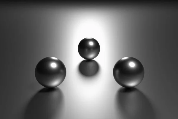 Renderizar Esferas Cinzentas Minimalismo Composição Monocromática Três Esferas — Fotografia de Stock