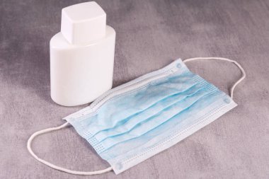 Coronavirus önleme tıbbi cerrahi maskeler ve el hijyen temizleyici jel hijyen corona virüs koruması için el dezenfektanı