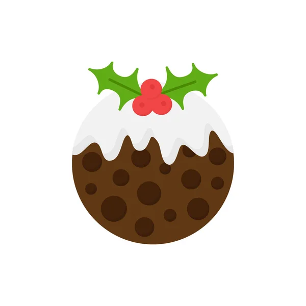 Pudín Navidad Vector Icono Ilustración Redonda Postre Temporada Festivo Tradicional — Vector de stock