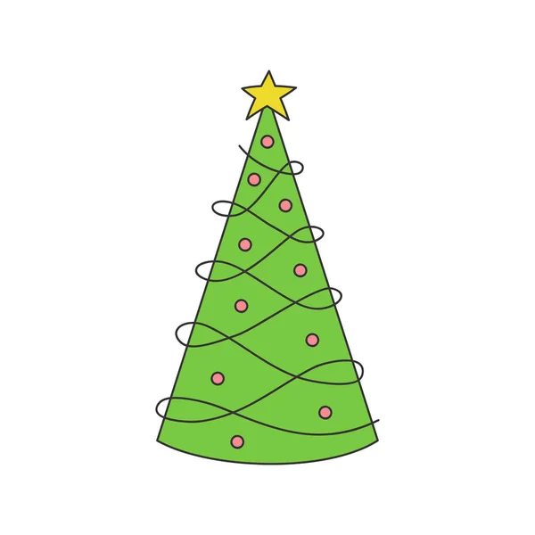 Weihnachtsbaum Vektorillustration Handgezeichneter Umrissener Weihnachtsbaum Isoliert — Stockvektor