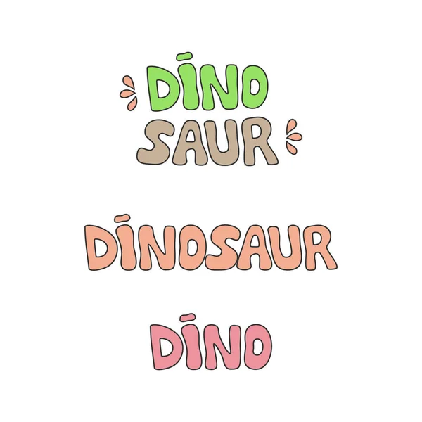 Prehistoric Dinosaur Text Vector Illustration Set Hand Drawn Dinosaur Writings — Stock Vector