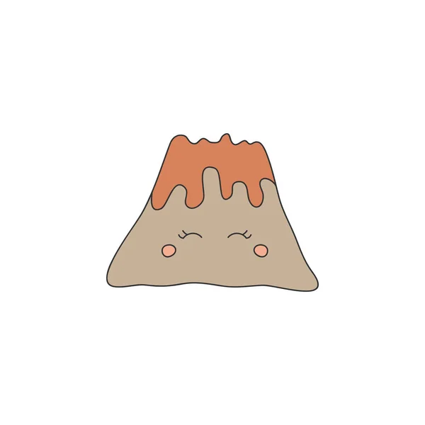 Vulcano Carino Preistorico Con Illustrazione Vettoriale Lavica Eruzione Vulcanica Disegnata — Vettoriale Stock