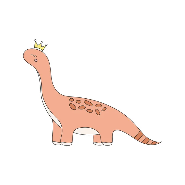 Prehistorické Dinosauří Vektorové Ilustrace Ručně Kreslený Dinosaurus Brontosaurus Izolované — Stockový vektor