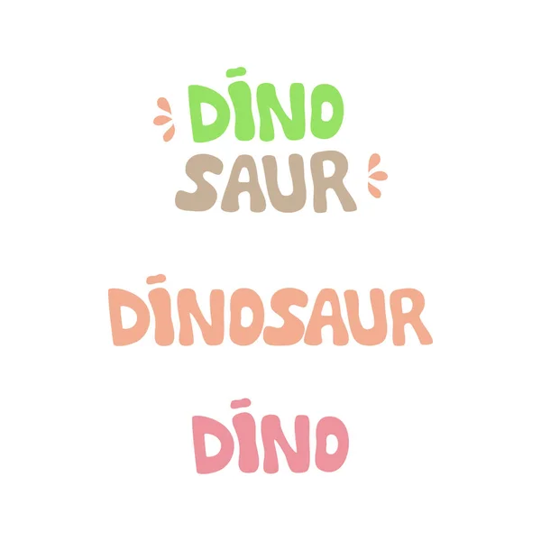 Förhistoriska Dinosaurie Text Vektor Illustration Set Handritade Dinosaurieskrifter Isolerad — Stock vektor