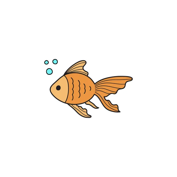 Goldfish Cute Vector Illustration Hand Drawn Outlined Ocean Marine Sea — Stock Vector