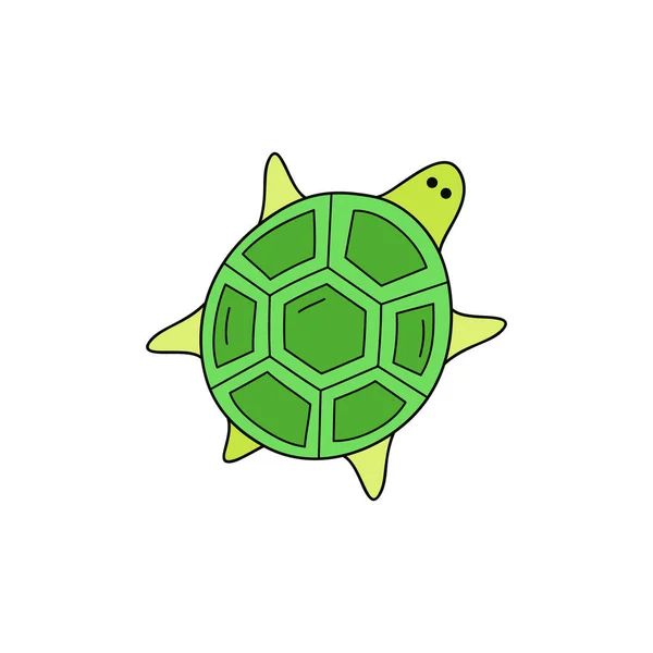 Tortuga Linda Ilustración Vectorial Dibujado Mano Delineado Océano Marino Tortuga — Vector de stock