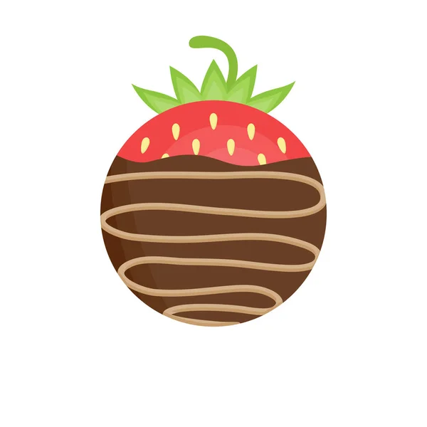Niedliche Schokolade Bedeckte Erdbeere Runde Vektorillustration Süße Zuckerbonbons Mit Belag — Stockvektor
