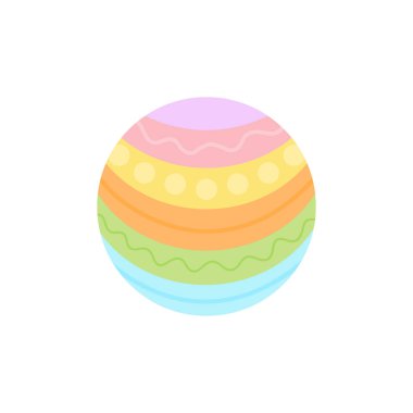 Cute Easter egg round vector illustration. Spring, holiday, circle easter egg symbol. Isolated cartoon graphic icon.