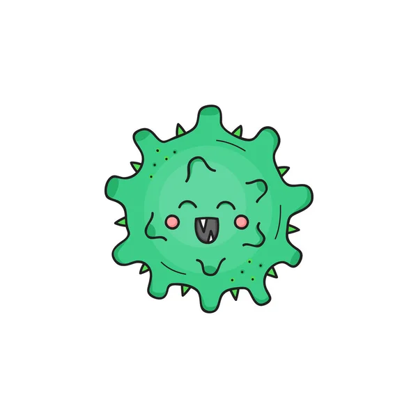 Симпатичная Векторная Иллюстрация Вируса Ручная Рисованная Инфекция Бактерий Определила Зеленый — стоковый вектор