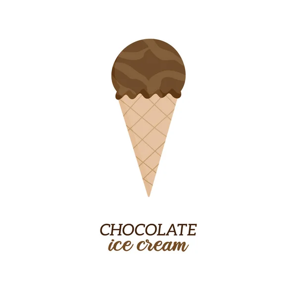 Klassieke Chocolade Ijs Vector Illustratie Zoete Zuivel Veganistische Chocolade Smaak — Stockvector