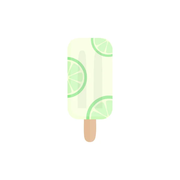 Lime Popsicle Vector Illustration Ice Lolly Lime Citrus Flavor Fruit — Stock Vector