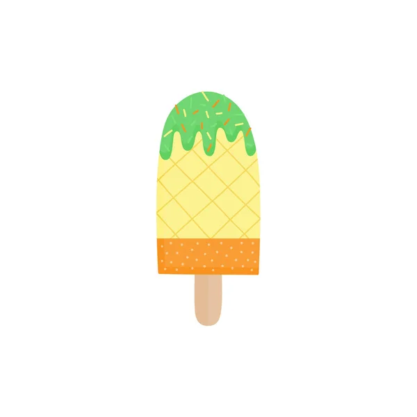 Illustration Vectorielle Popsicle Aux Ananas Glace Sucrée Avec Saveur Fruits — Image vectorielle