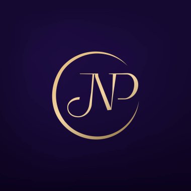 Zarif 'NP' harfleri kombinasyon tasarımı. Vektör resmi.