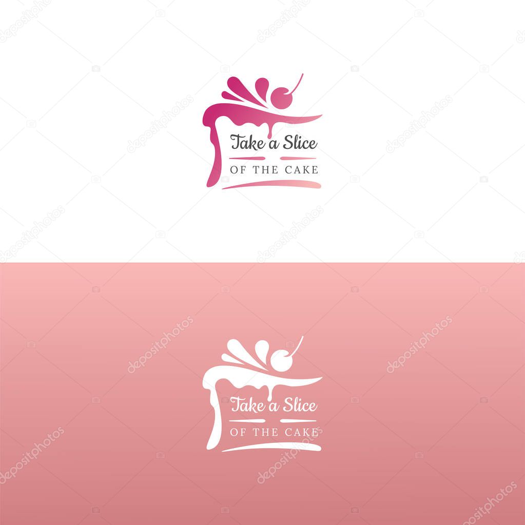 Elegant tasty cake logo design. Vector image.