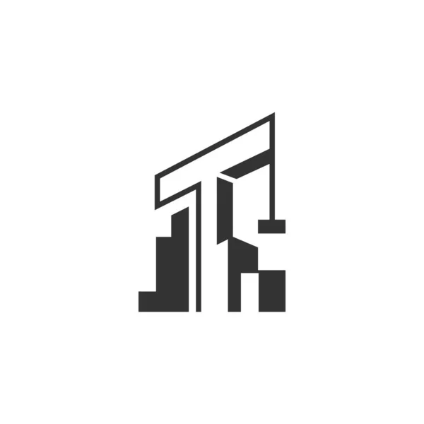 Diseño Del Logo Construcción Con Una Grúa Abstracta Imagen Vectorial — Vector de stock