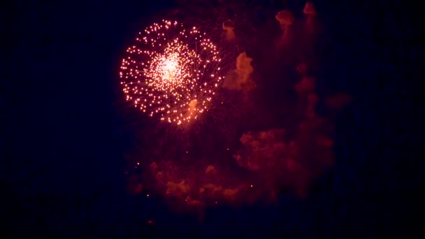 Fireworks in the night sky, bright sparkling balls — Stock Video