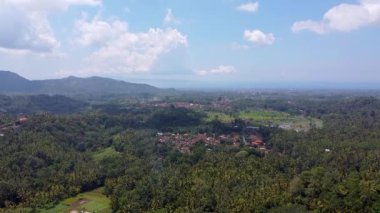 Bali hava manzarası, okyanus dağları ve orman görülebilir.