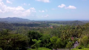 Bali hava manzarası, okyanus dağları ve orman görülebilir.