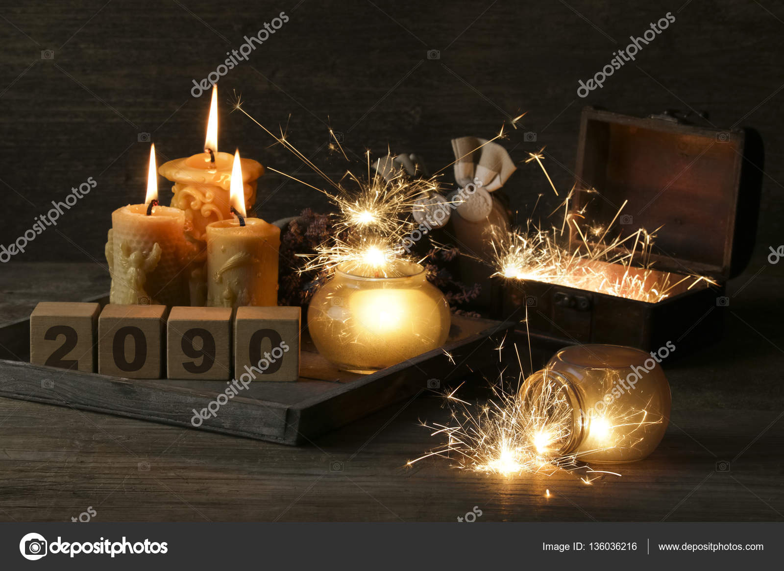 2090 en cubos sobre fondo de madera — Foto de inginsh