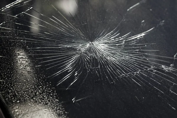 Selective focus image on Broken car windshield. Accident of car — Stock Photo, Image