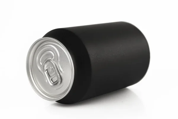 Latas Aluminio Negro Aisladas Para Bebidas Gaseosas Cerveza — Foto de Stock
