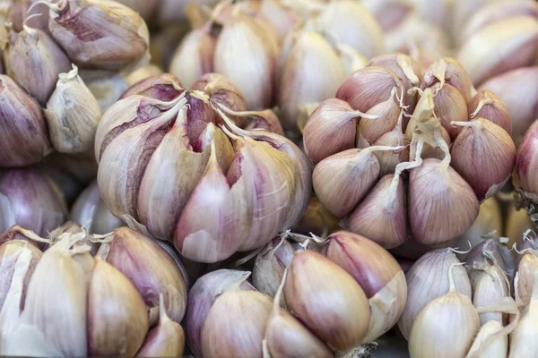 整个大蒜背景 香料或蔬菜特写照片 — 图库照片#