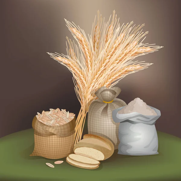 Ilustração com alimentos de centeio — Vetor de Stock