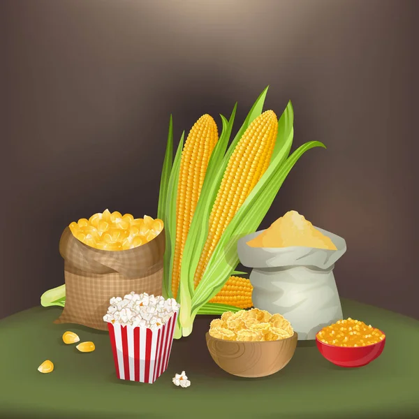 Illustration mit Maisnahrung — Stockvektor