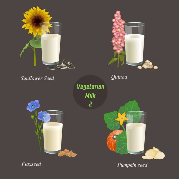 Vejeteryan süt dört tür part two — Stok Vektör