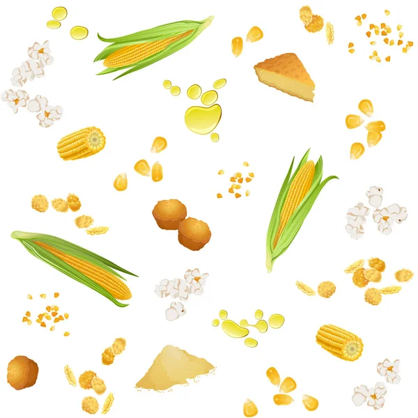 Seamless pattern with corn foodstuff — Stock Vector