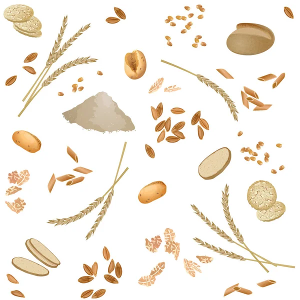 Seamless pattern with spelt foodstuff — Stock Vector