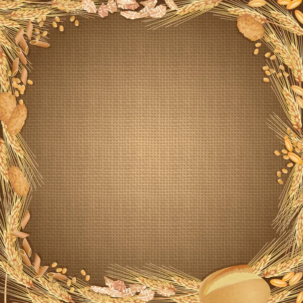 Sacktuch Hintergrund mit dem Weizenfutter an den Rändern — Stockfoto