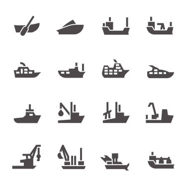 Endüstriyel ve yolcu gemilerinin glif tarzı simgeleri