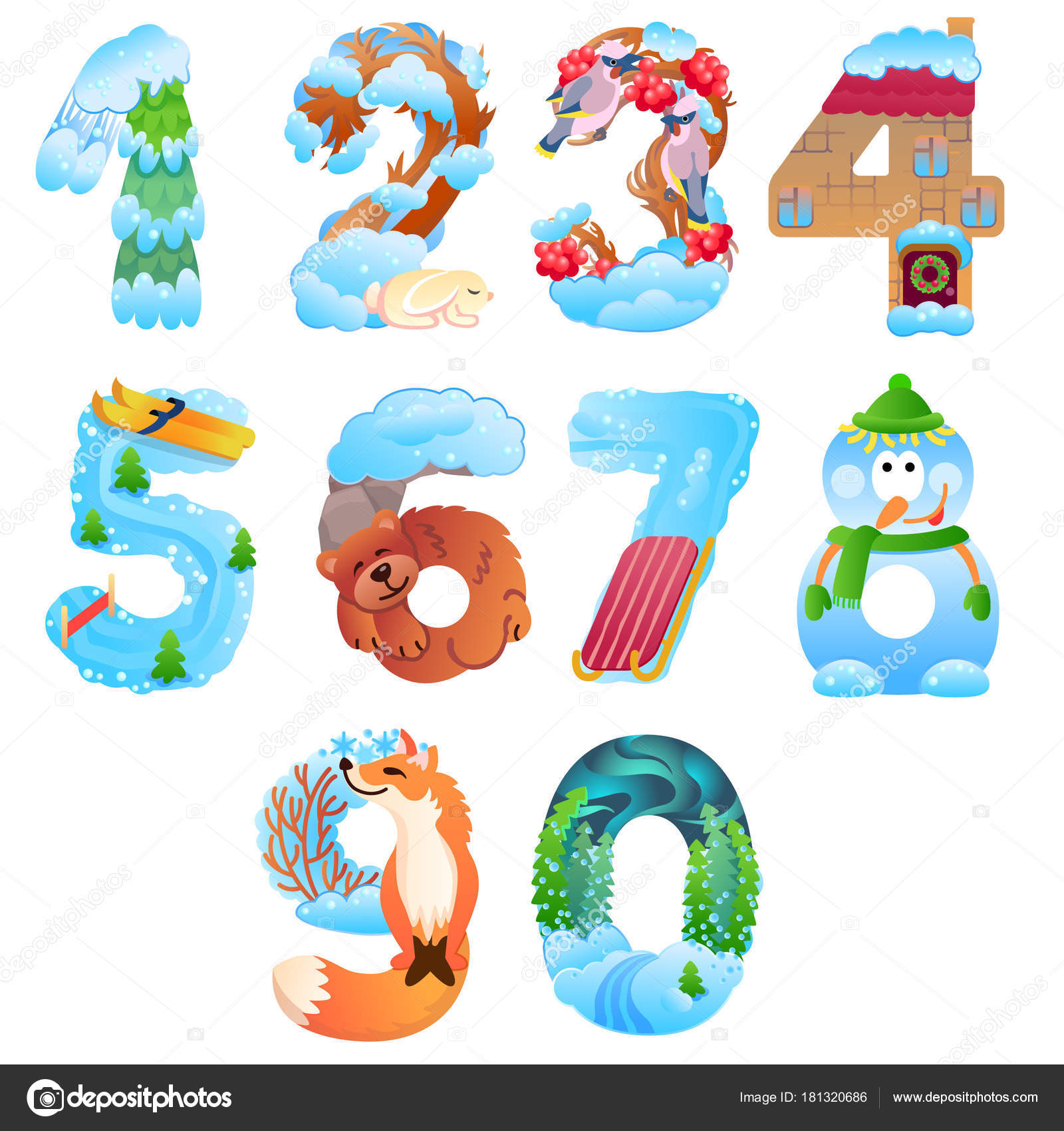 Winter Numbers Clip Art