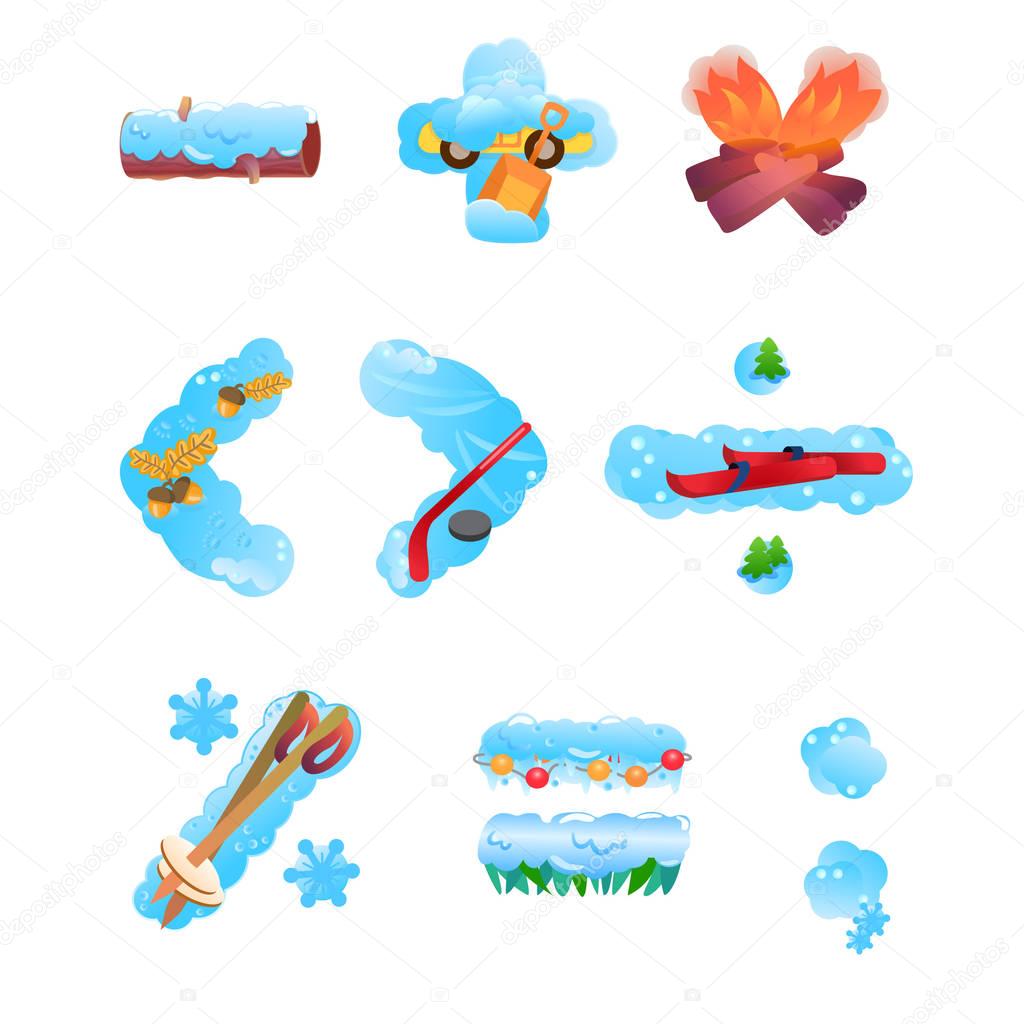 Cute winter math symbols / Nine math symbols like winter objects with snow