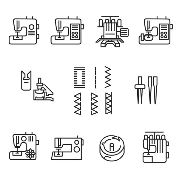 Machines Coudre Accessoires Icônes Style Ligne Illustrations De Stock Libres De Droits