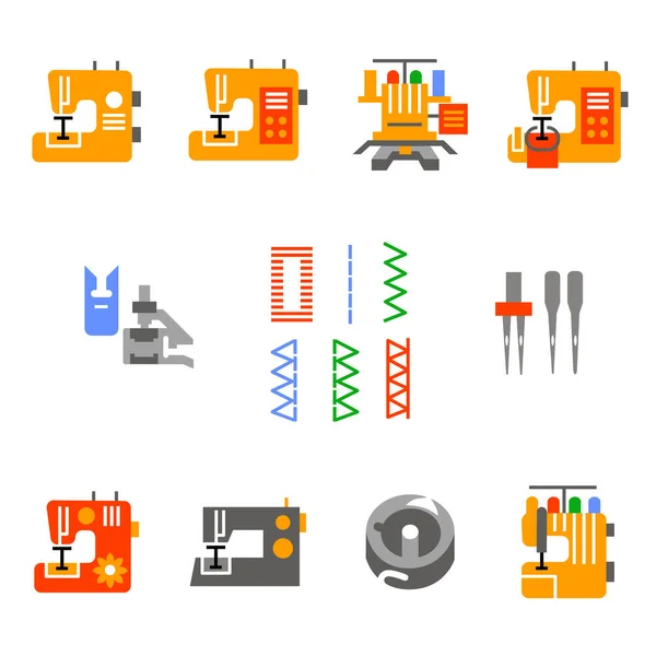 Sewing Machines Accessories Icons Glyph Style Royalty Free Stock Vectors
